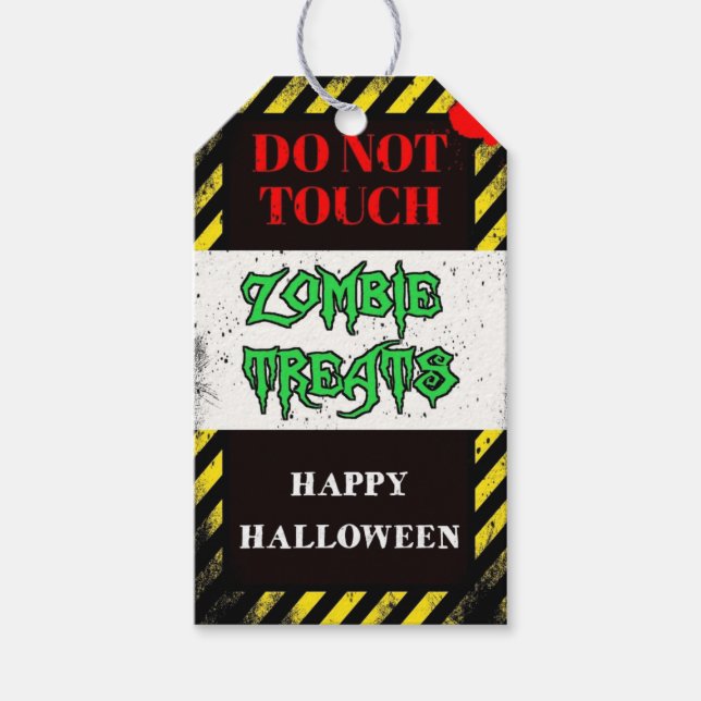 Étiquettes-cadeau zombie traite la faveur du parti halloween (Devant)