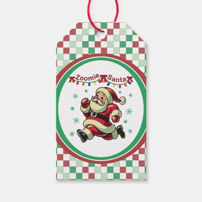 Étiquettes-cadeau Zoomie Santa Christmas (Devant)