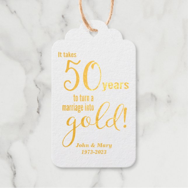 Étiquettes Cadeaux 50e anniversaire du Mariage Or (Recto)