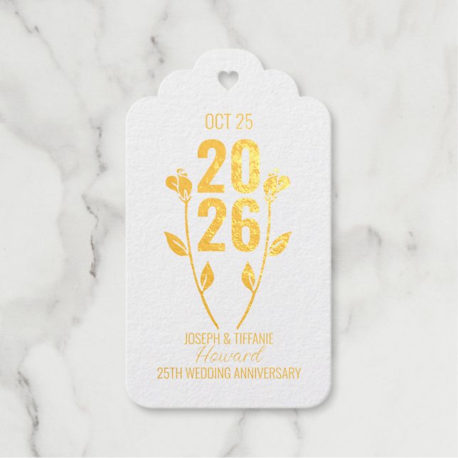 Étiquettes Cadeaux Anniversaire du Mariage classique (Recto)