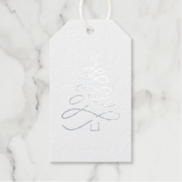 Étiquettes Cadeaux Arbre de Noël argenté