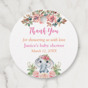 Étiquettes cadeaux Baby shower Elephant