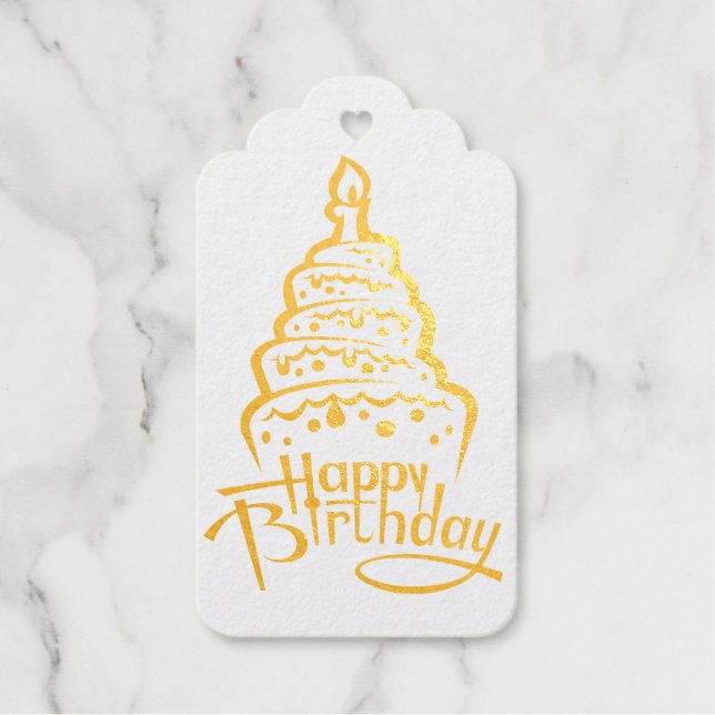 Étiquettes Cadeaux Balise cadeau d'anniversaire heureux Foil (Recto)