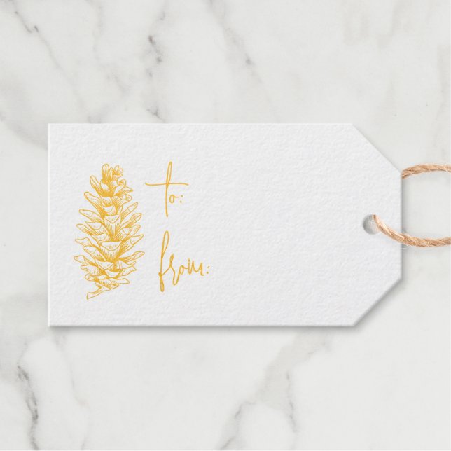 Étiquettes Cadeaux Balise cadeau Pinecone Foil (Recto (horizontal))
