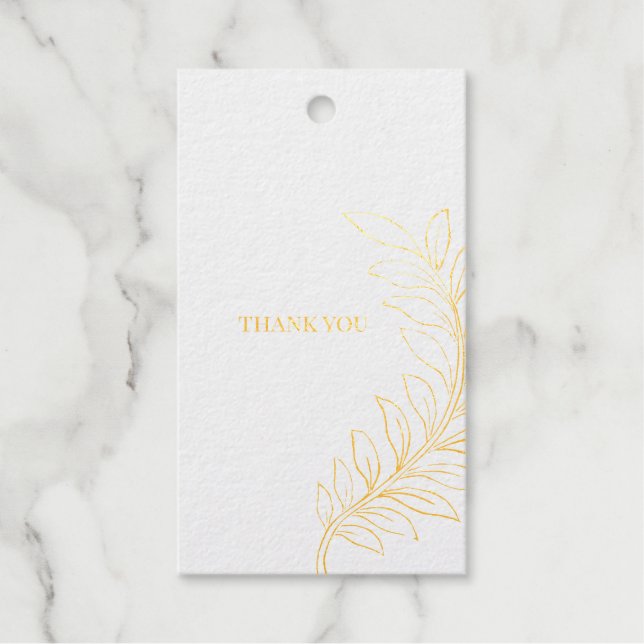 Étiquettes Cadeaux Balise de Merci de feuille d'or (Recto)