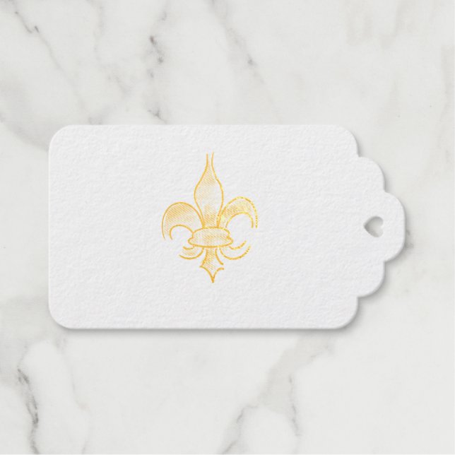 Étiquettes Cadeaux Balise d'encre Fleur De Lis (Recto (horizontal))