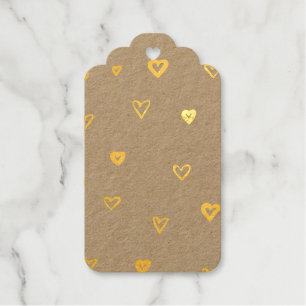 Étiquettes Cadeaux Balise Gold Foil Motif de joli coeur