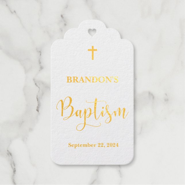 Étiquettes Cadeaux Baptême d'or (Recto)