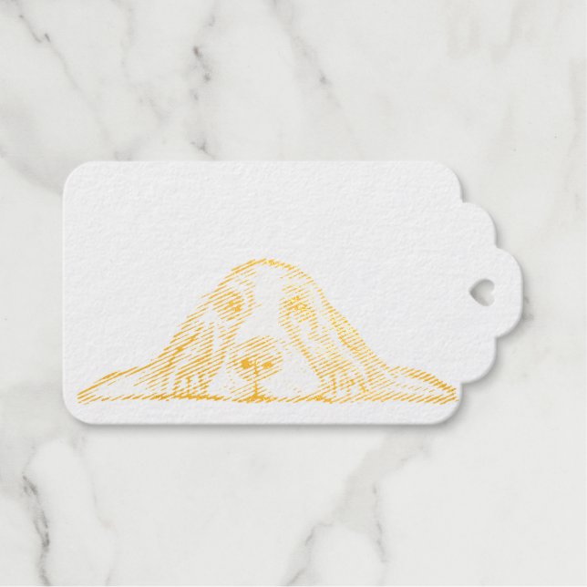 Étiquettes Cadeaux basset blanc (Recto (horizontal))