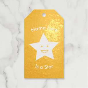 Étiquettes Cadeaux Bleu clair Célébration Star Personnalisé Anniversa