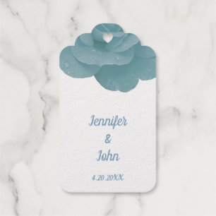 Étiquettes Cadeaux Bleu Dusty Floral Rose Élégant Joli Cool Mariage