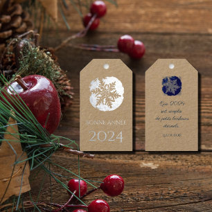 Étiquettes Cadeaux Bonne Annee - Flocon de neige - 2022 argent
