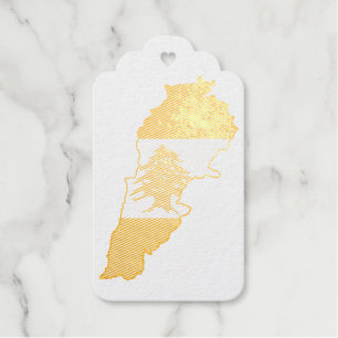 Étiquettes Cadeaux Carte du Liban avec drapeau