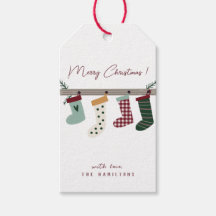 Étiquettes Cadeaux Chaussettes de Noël Mignonnes
