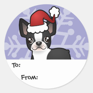 Étiquettes cadeaux Christmas Boston Terrier