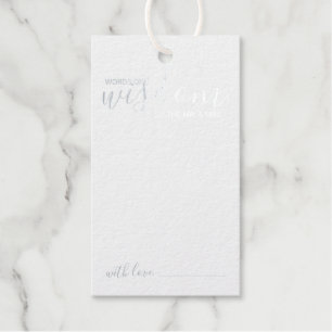 Étiquettes Cadeaux Conseil et souhaits Mariage de script moderne Silv