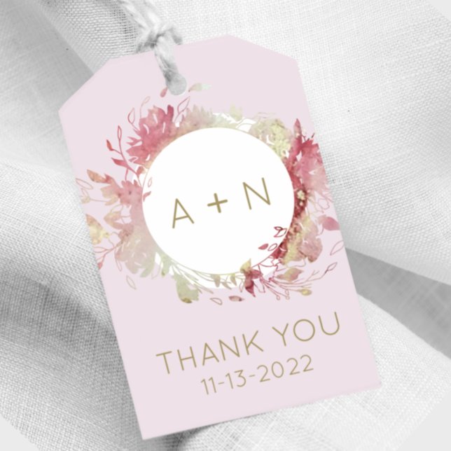 Étiquettes cadeaux couleur rose et or Aquarelle (Créateur téléchargé)