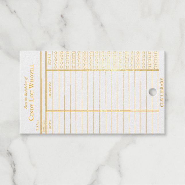 Étiquettes Cadeaux CUSTOM Library Card- Old School  (Recto (horizontal))