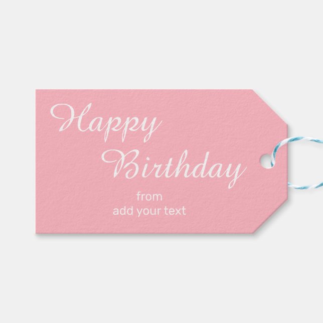 Étiquettes cadeaux d'anniversaire rose pâle (Devant (Horizontal))
