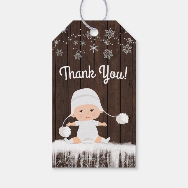 Étiquettes cadeaux de Baby shower Snowflake (Devant)