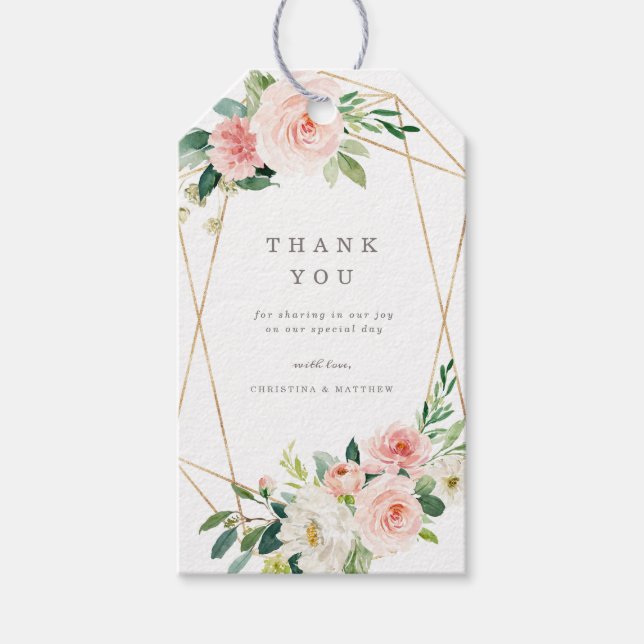 Étiquettes cadeaux de la romance de printemps géom (Devant)