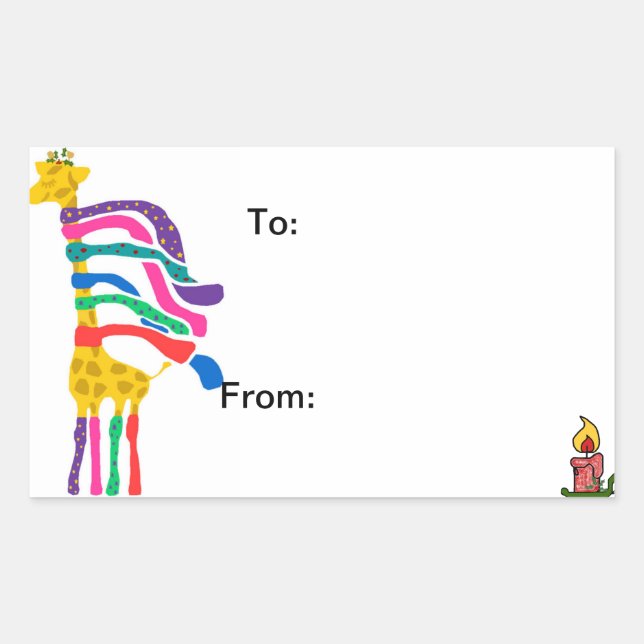 Étiquettes cadeaux de l'autocollant de girafe (Devant)