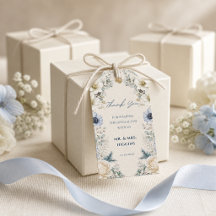 Étiquettes Cadeaux de Mariage | Floral Hivernal Bl