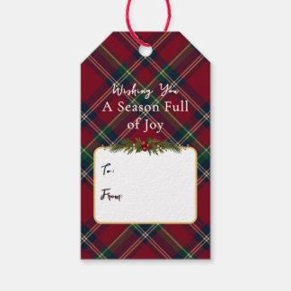 Étiquettes Cadeaux de Noël à carreaux Tartan Class