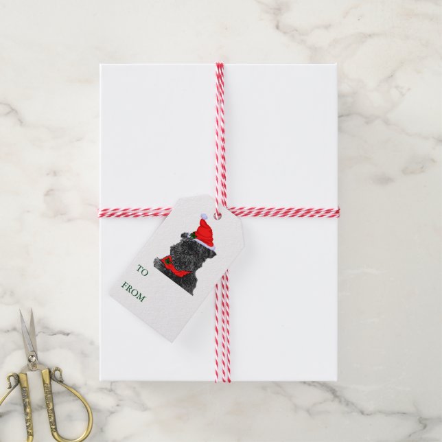 Étiquettes cadeaux de Noël Affenpinscher (Avec de la ficelle)