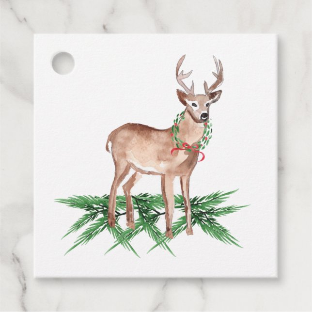 Étiquettes cadeaux de Noël aux cerfs (Devant)