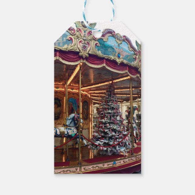 Étiquettes cadeaux de Noël Carousel (Devant)
