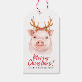 étiquettes cadeaux de Noël cochon mignon