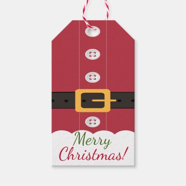 Étiquettes cadeaux de Noël | Costume du Père Noël (Devant)