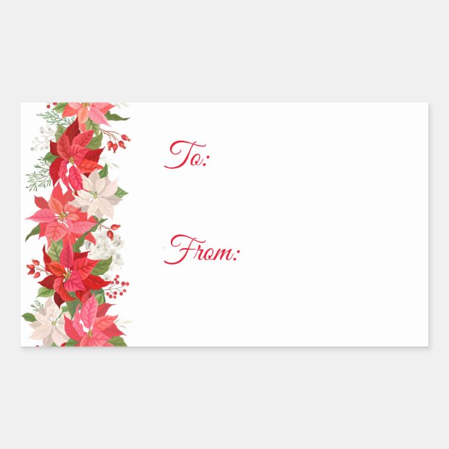 Étiquettes cadeaux de Noël de Noël de Poinsettia (Devant)