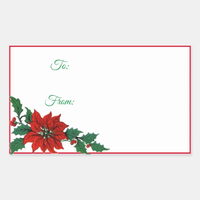 Étiquettes cadeaux de Noël de Noël de Poinsettia (Devant)