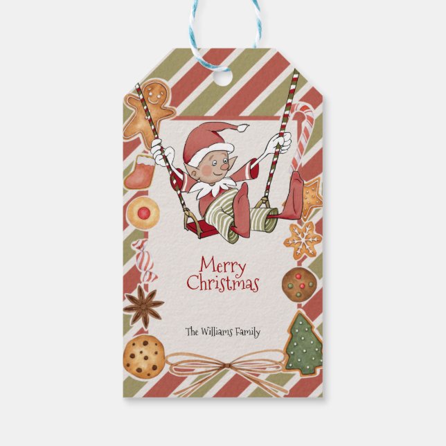 Étiquettes cadeaux de Noël Elf (Dos)