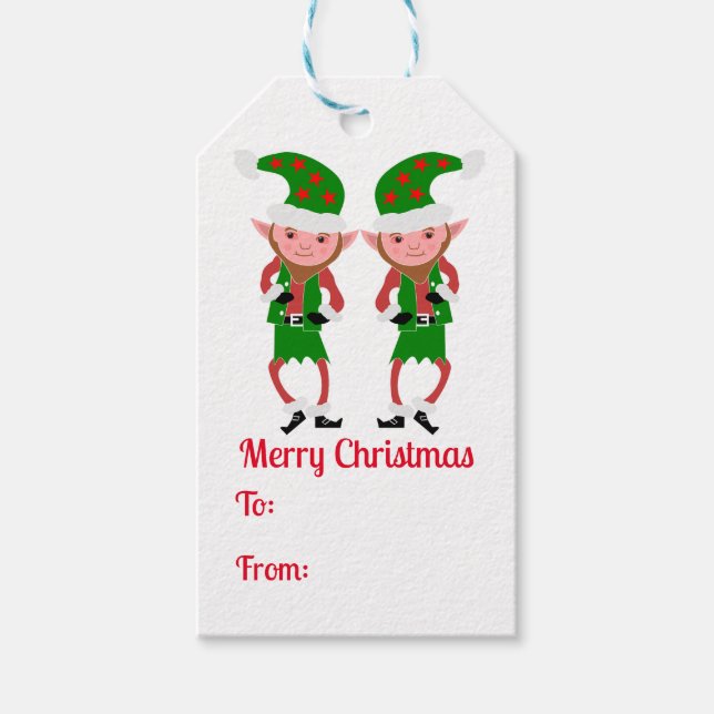 Étiquettes cadeaux de Noël Elves (Devant)