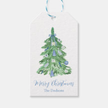 Étiquettes Cadeaux de Noël en Chinoiserie Bleue