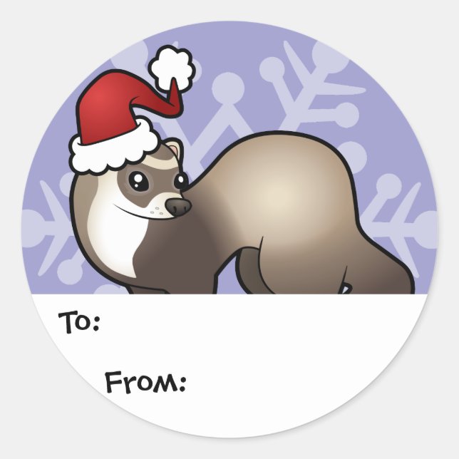 Étiquettes cadeaux de Noël Ferret (Devant)