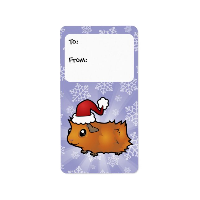 Étiquettes cadeaux de Noël Guinée porc (scruffy) (Devant)