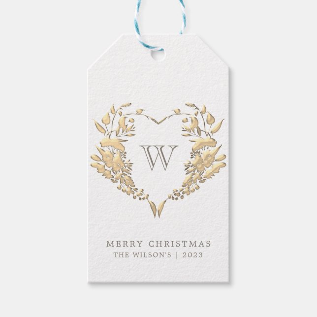 Étiquettes cadeaux de Noël Monogram (Devant)