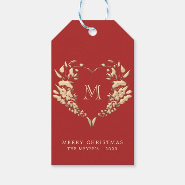 Étiquettes cadeaux de Noël Monogramme personnalisé (Devant)