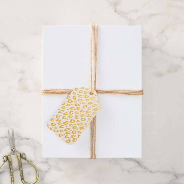 Étiquettes cadeaux de Noël motif de feuille d'or (Avec de la ficelle)