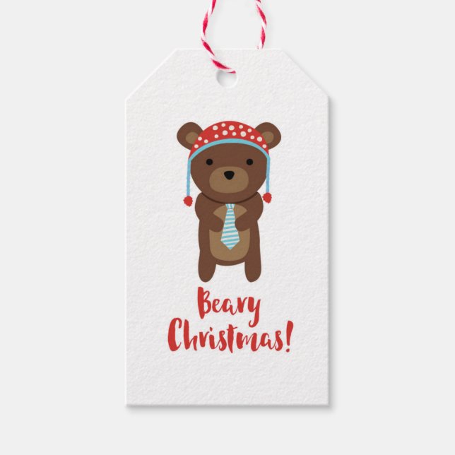 Étiquettes cadeaux de Noël pour l'ours mignon pers (Devant)