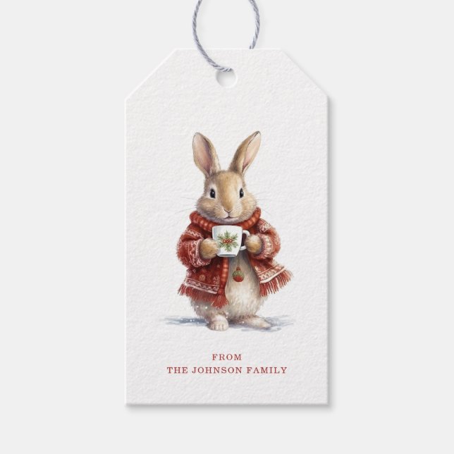 Étiquettes cadeaux de Noël Rabbit (Devant)