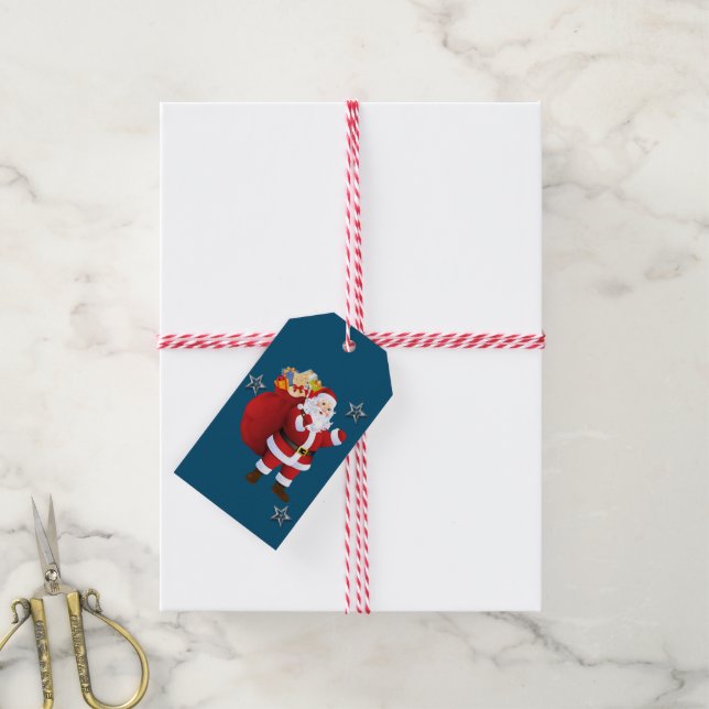 Étiquettes cadeaux de Noël Santa Claus (Avec de la ficelle)