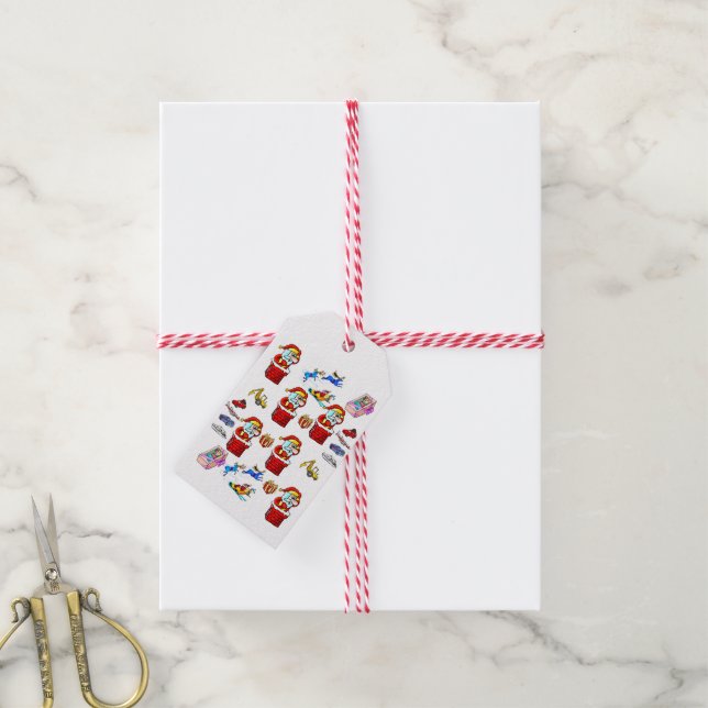 Étiquettes cadeaux de Noël Santa Claus (Avec de la ficelle)