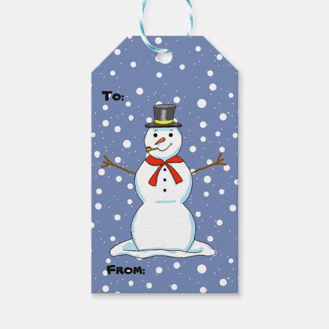 Étiquettes cadeaux de Noël Snowman (Devant)