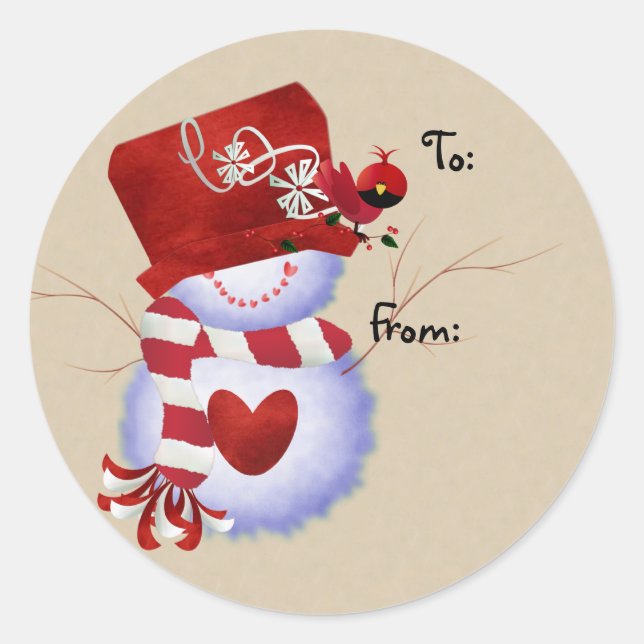 Étiquettes cadeaux de Noël Snowman (Devant)