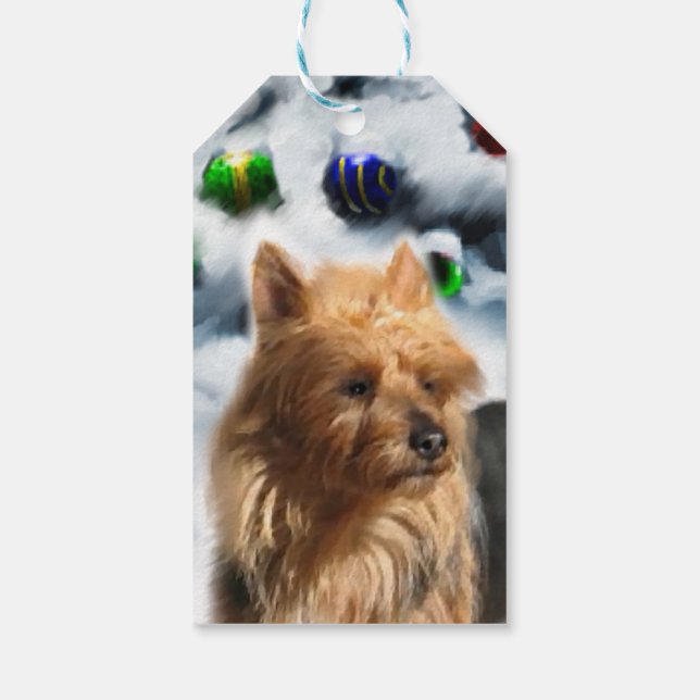 Étiquettes cadeaux de Noël Terrier australien (Dos)